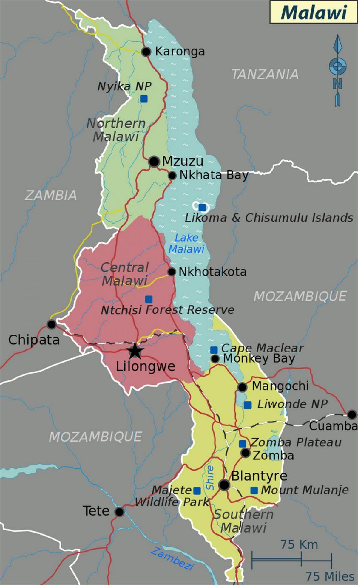 Malawi Gölü Afrika haritası 