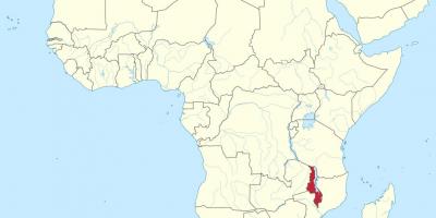 Afrika haritası Malawi gösteriliyor 